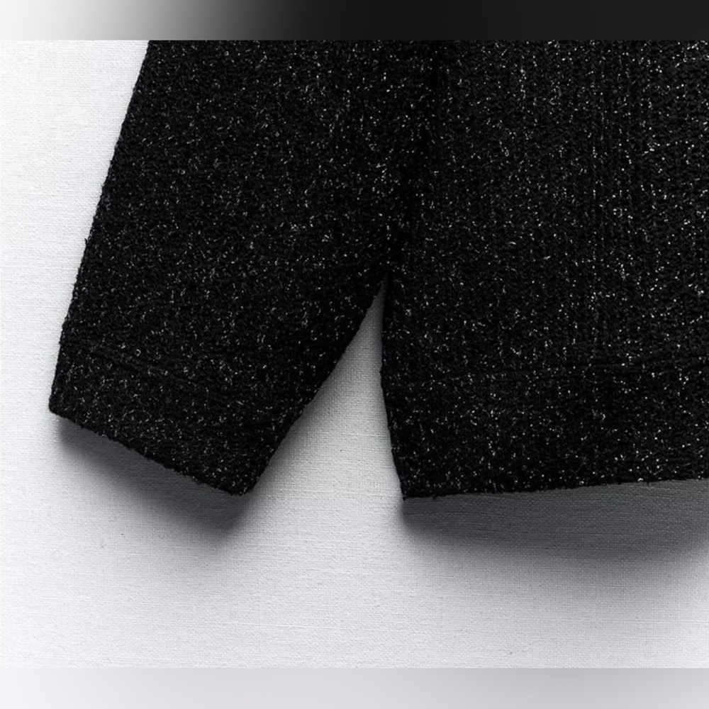 Zara Black + Silver Metallic Threads Knit Sweater | L | NWT | Oversized - Picture 7 of 9